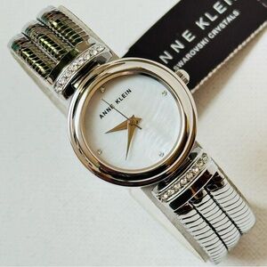 Anne Klein Mother Of Pearl Women's Snake Bracelet Watch Silver AK/2759